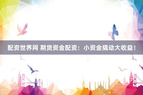 配资世界网 期货资金配资：小资金撬动大收益！