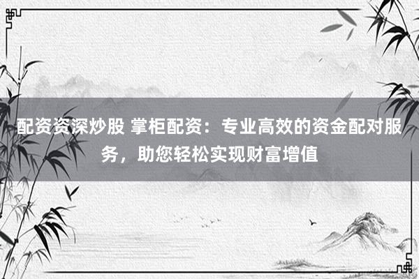 配资资深炒股 掌柜配资：专业高效的资金配对服务，助您轻松实现财富增值