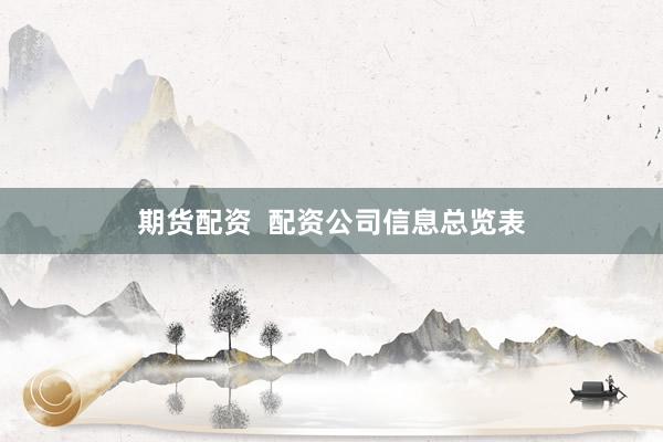 期货配资  配资公司信息总览表