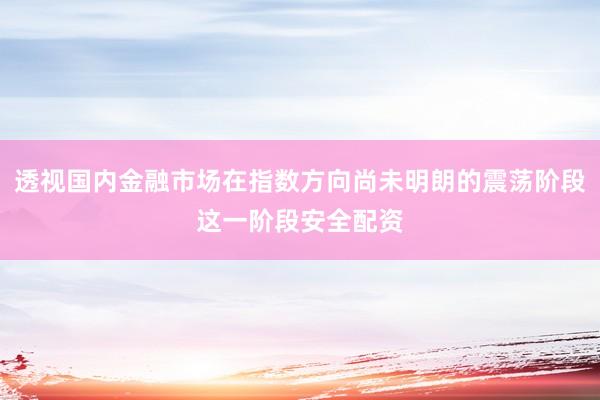 透视国内金融市场在指数方向尚未明朗的震荡阶段这一阶段安全配资